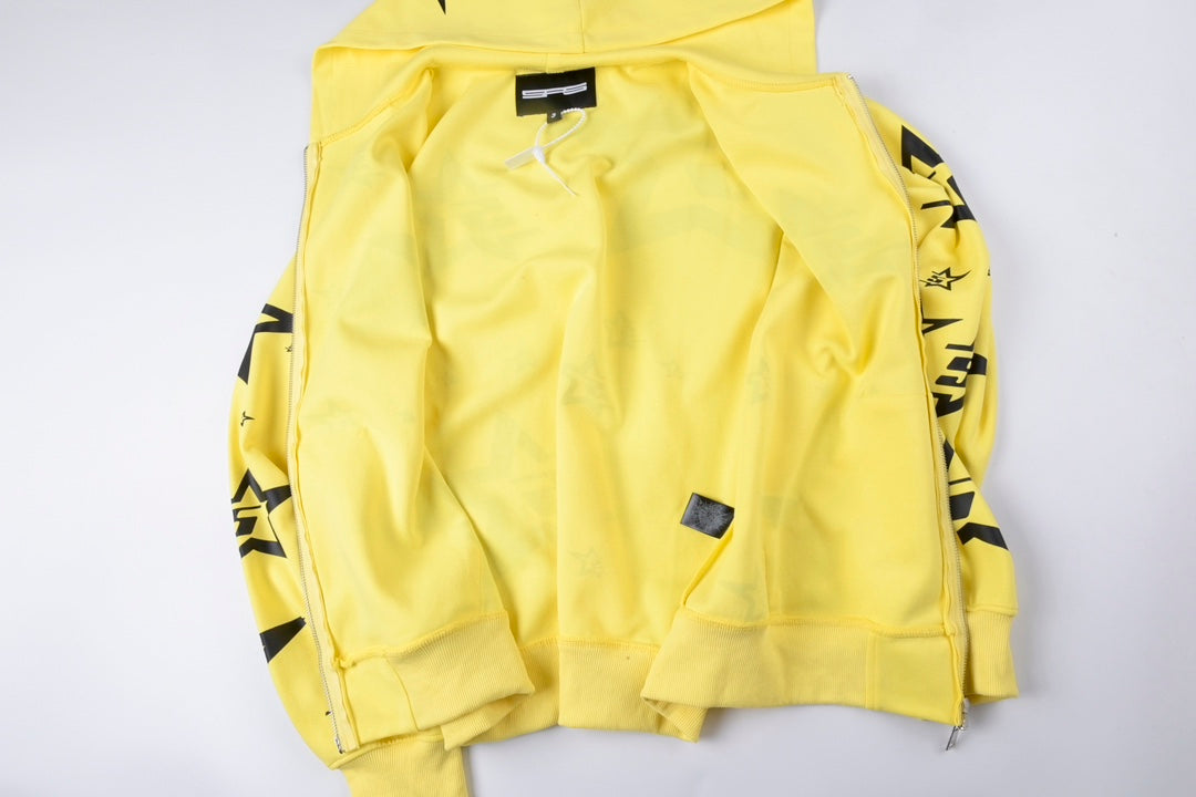 Sp5der 5Star Zip Hoodie – Yellow Premium Streetwear Sweatshirt