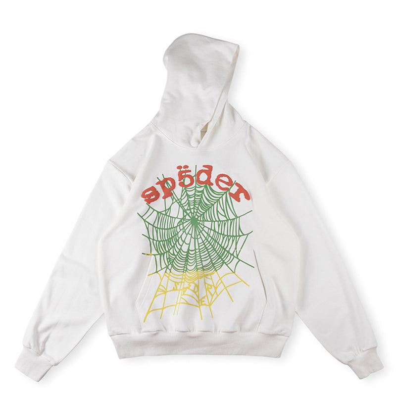 Sp5der OG Web V2 Gradient Hoodie – White Premium Streetwear Sweatshirt