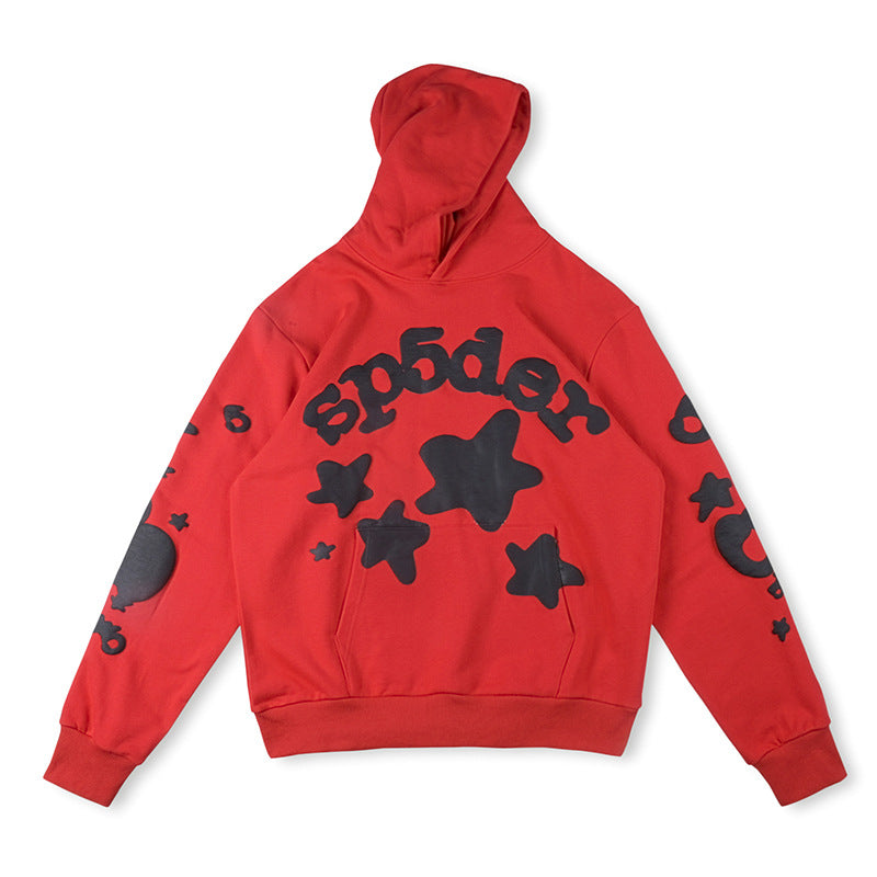 SP5DER Beluga Logo Printed Hoodie – Red / Navy